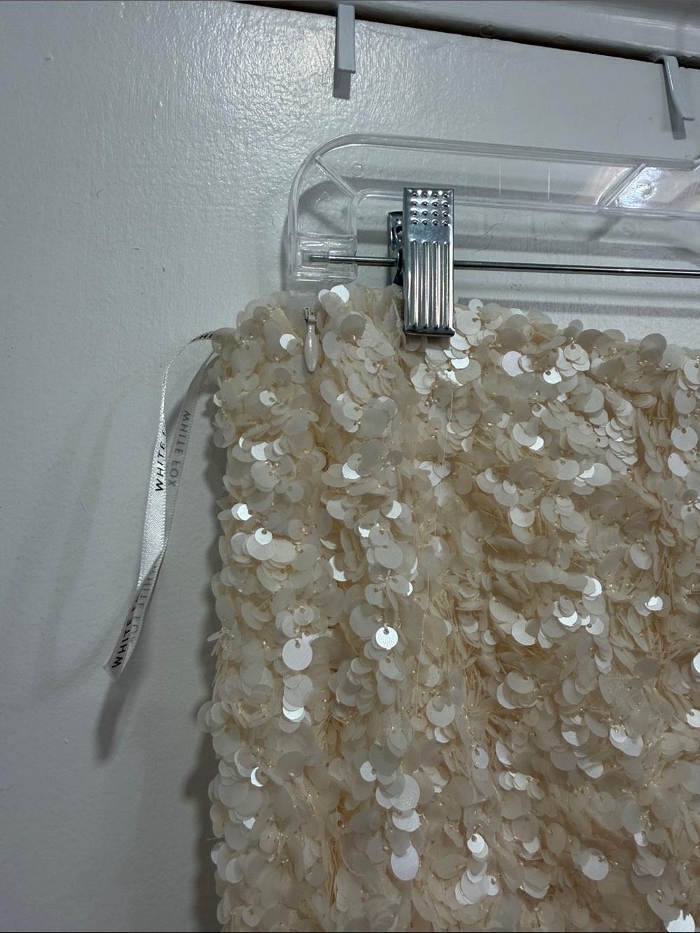 White Fox ~ Cream Sequin Mini Skirt - Picture 4 of 4